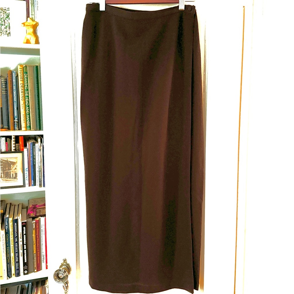 Brown skirt Eileen Fisher midi length vintage 90’s brown boucle wool size M